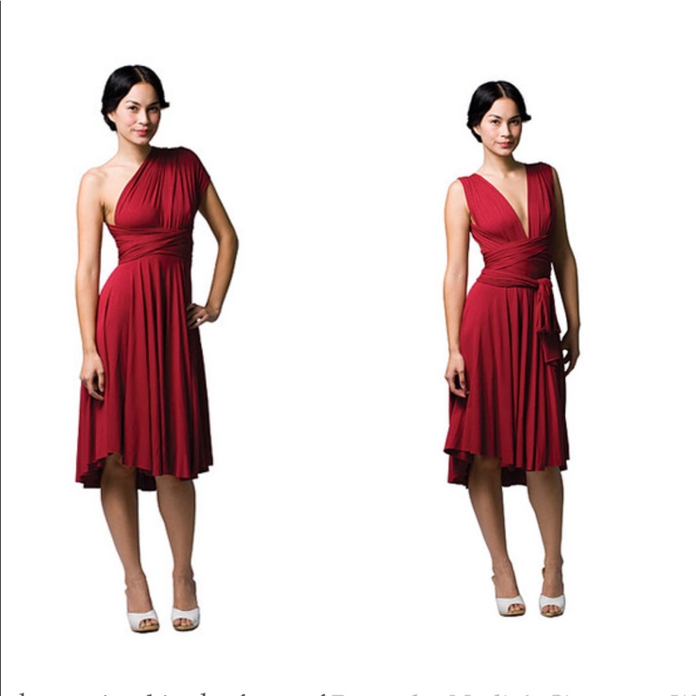 Red Halter V-Neck Women's Dress